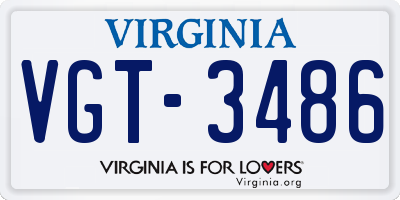 VA license plate VGT3486