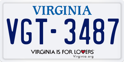 VA license plate VGT3487