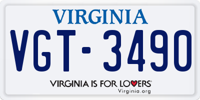 VA license plate VGT3490