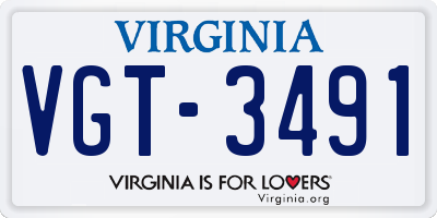 VA license plate VGT3491