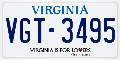 VA license plate VGT3495