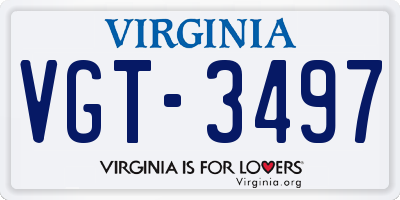 VA license plate VGT3497