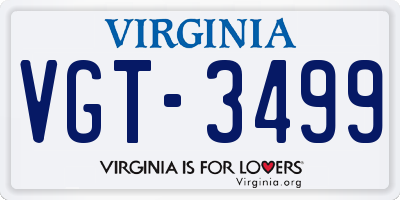 VA license plate VGT3499