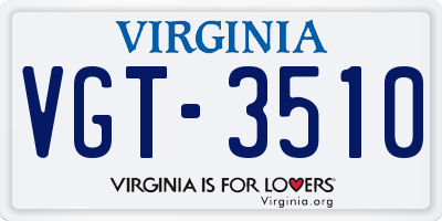 VA license plate VGT3510