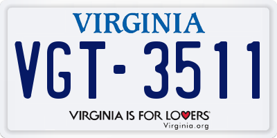 VA license plate VGT3511