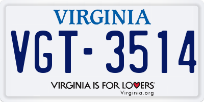 VA license plate VGT3514