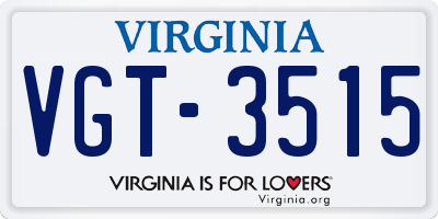 VA license plate VGT3515