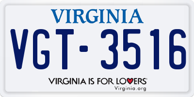 VA license plate VGT3516