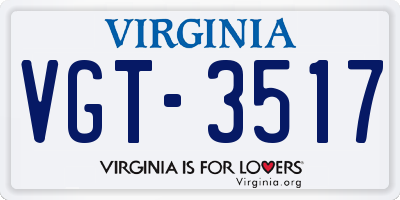 VA license plate VGT3517