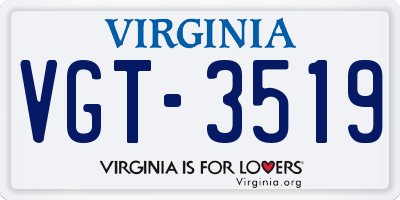 VA license plate VGT3519