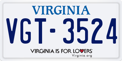VA license plate VGT3524