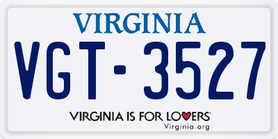 VA license plate VGT3527