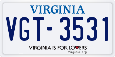 VA license plate VGT3531
