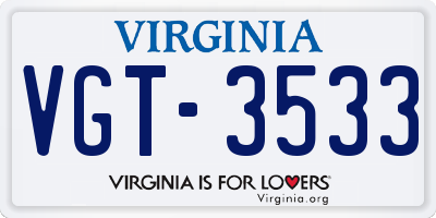VA license plate VGT3533