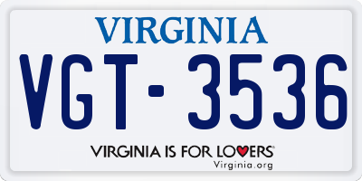 VA license plate VGT3536