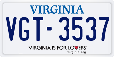 VA license plate VGT3537