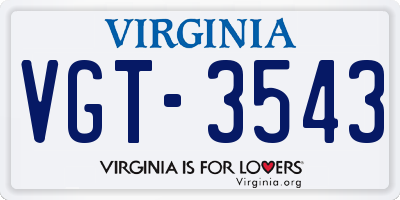 VA license plate VGT3543