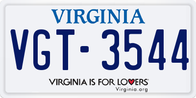 VA license plate VGT3544