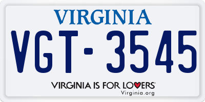 VA license plate VGT3545