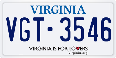 VA license plate VGT3546