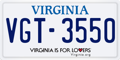 VA license plate VGT3550