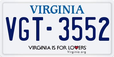 VA license plate VGT3552