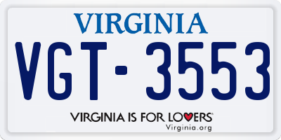 VA license plate VGT3553