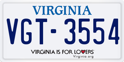 VA license plate VGT3554