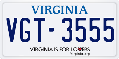 VA license plate VGT3555