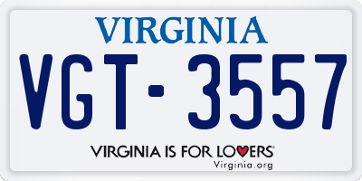 VA license plate VGT3557