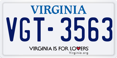 VA license plate VGT3563
