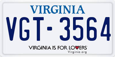 VA license plate VGT3564