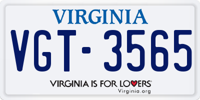 VA license plate VGT3565
