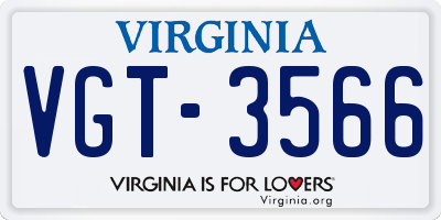 VA license plate VGT3566