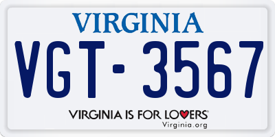 VA license plate VGT3567