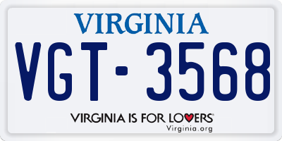 VA license plate VGT3568