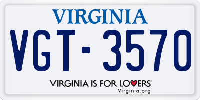 VA license plate VGT3570