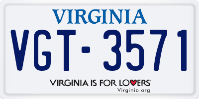 VA license plate VGT3571