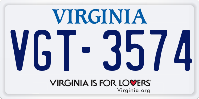 VA license plate VGT3574