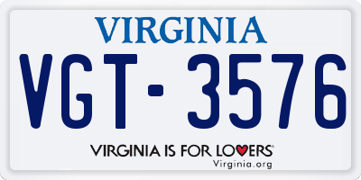 VA license plate VGT3576
