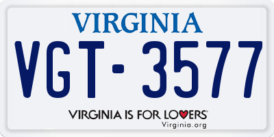 VA license plate VGT3577