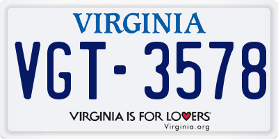 VA license plate VGT3578