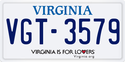 VA license plate VGT3579