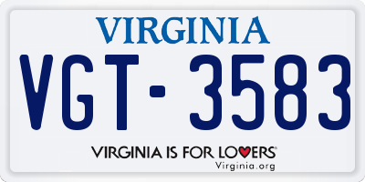 VA license plate VGT3583