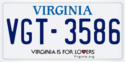 VA license plate VGT3586