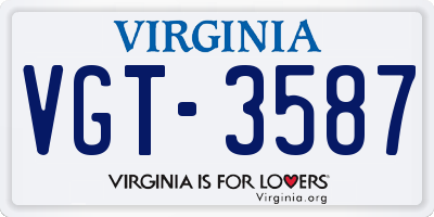 VA license plate VGT3587