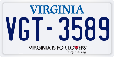 VA license plate VGT3589