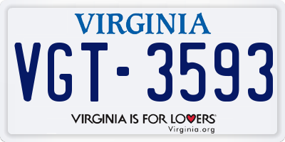 VA license plate VGT3593