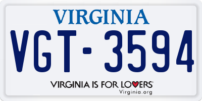 VA license plate VGT3594