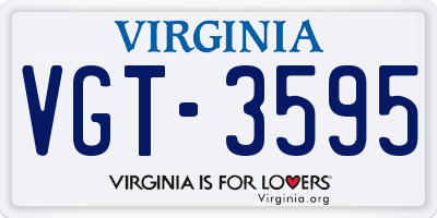 VA license plate VGT3595